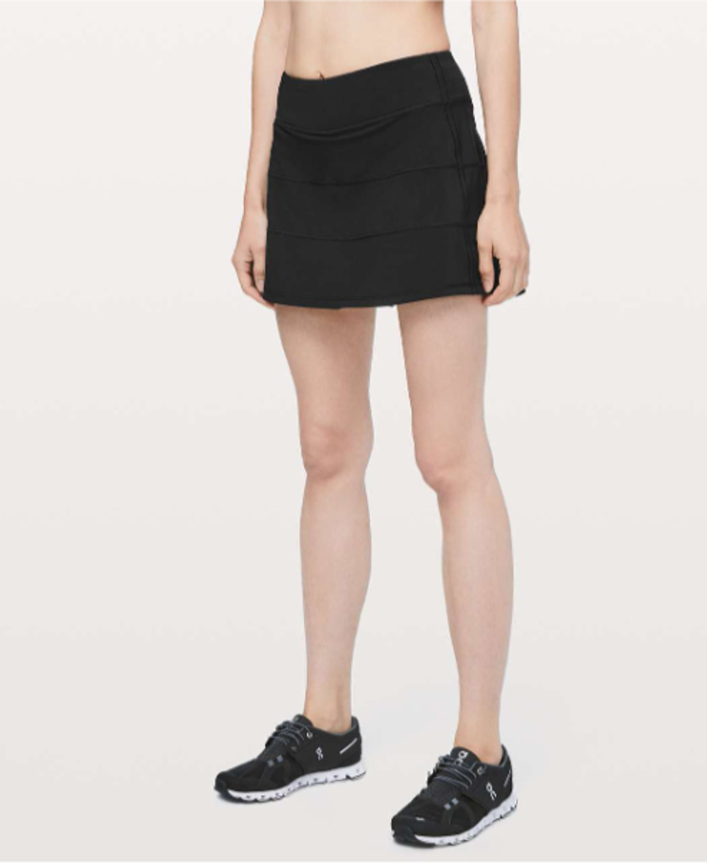 Lululemon Pace Rival Skirt Women's 12 Tall Black Running Tennis Skort Pockets